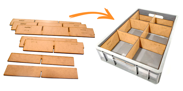 Division en Madera para Canasta 60x40x13 6 Posiciones