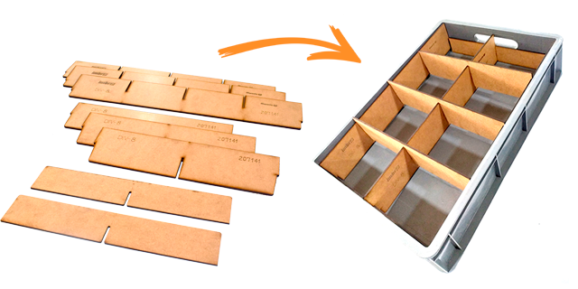 Division en Madera para Canasta 60x40x13 8 Posiciones