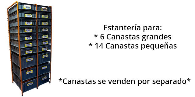 Estanteria Modular Imbra 2 Modulos para 6 Canastas Grandes 14 Canastas Pequenas