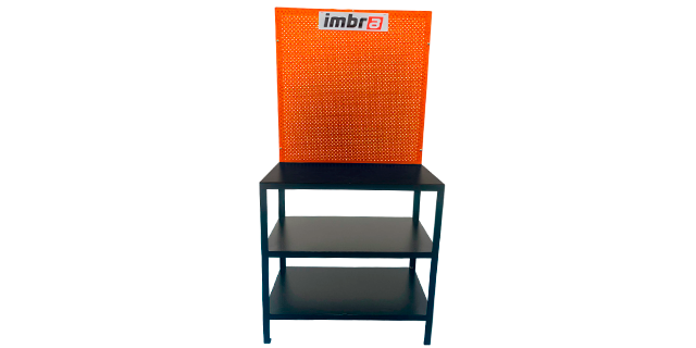 MESA DE TRABAJO NEGRO NARANJA  50cm X 100cm X 200 cm INCLUYE TABLERO y 20 GANCHOS